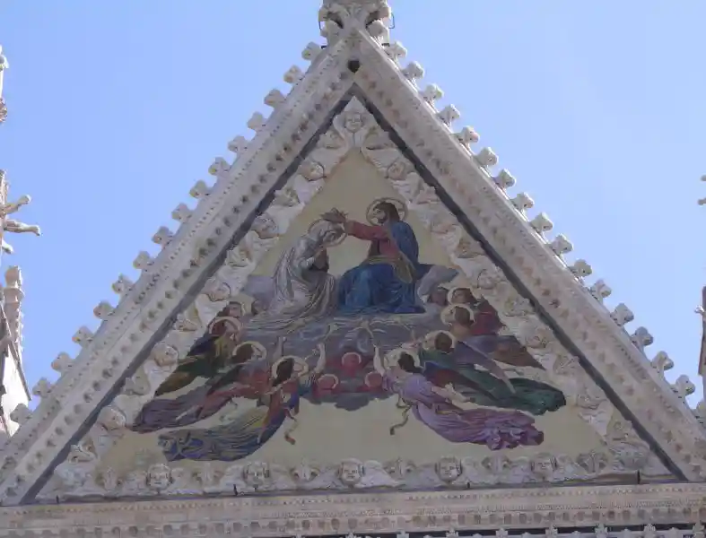Coronation of the Virgin mosaic on top of Siena Cathedral
